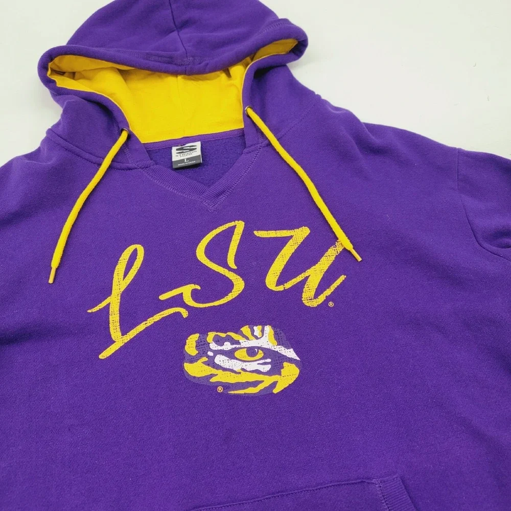 LSU Tigers Womens Sz L Hoodie Purple Stadium Athletics Sweatshirt Football EUC - Picture 3 of 7